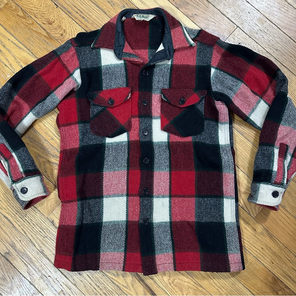 Vintage LL Bean Plaid Wool Chore Coat Size M